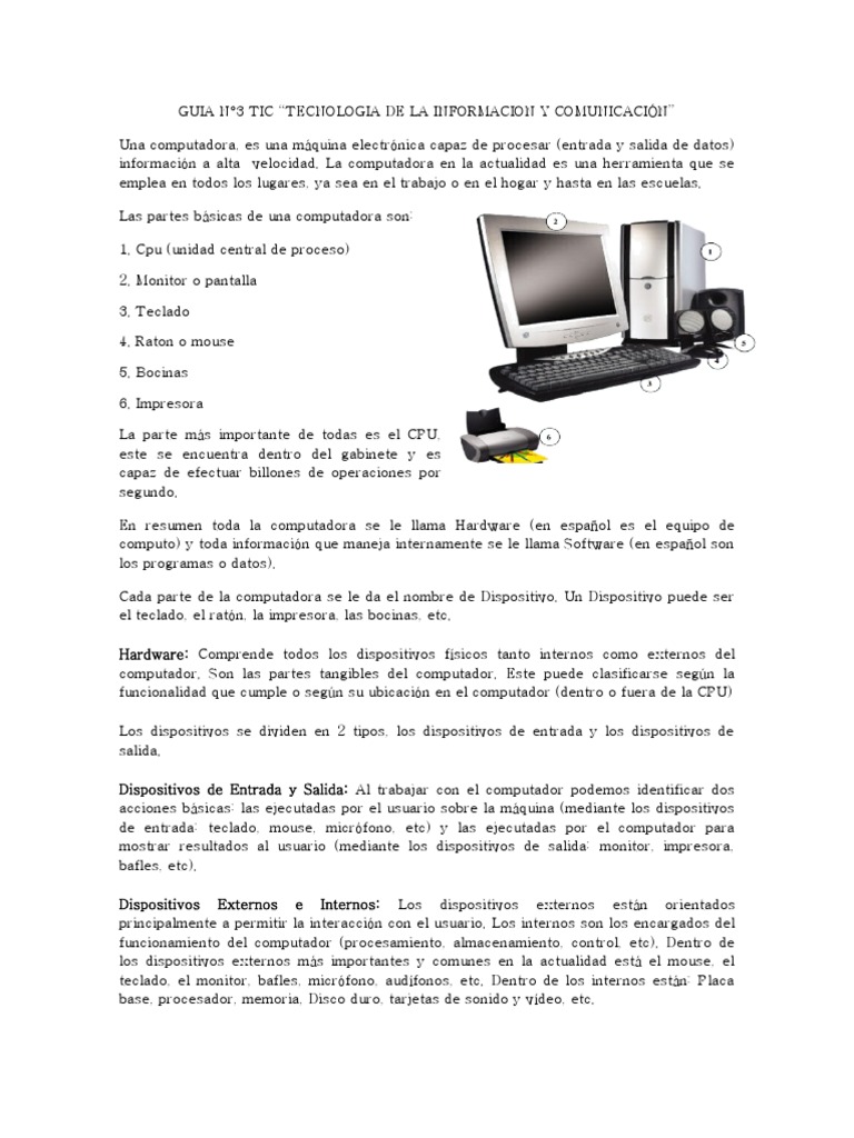 Guía Partes Del Computador | PDF | Periférico | Hardware de la computadora