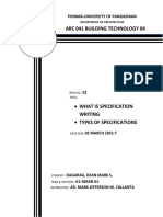 Arc 041 Building Technology 04: - What Is Specification - Types of Specifications