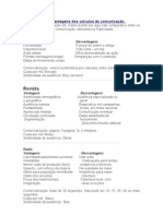 Vantagens e desvantagens dos veículos de comunicação