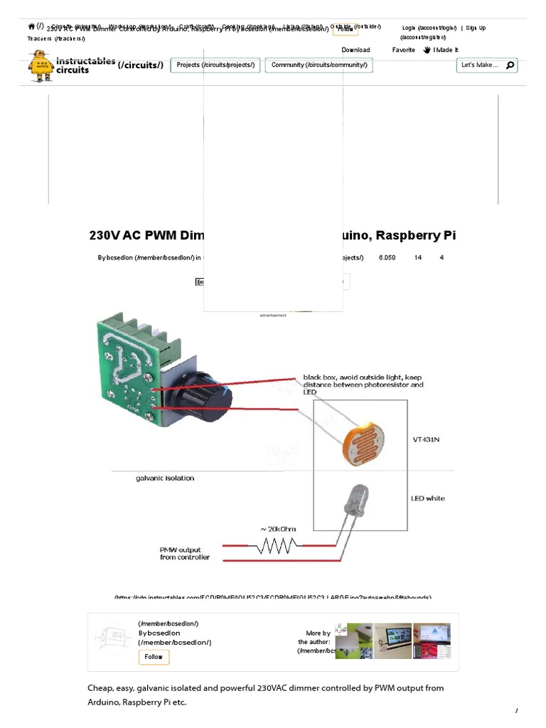 230V AC PWM Dimmer Controlled by Arduino, Raspberry Pi 3 Steps