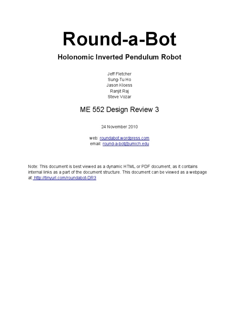 Round-a-Bot Design Overview | PDF | Transmission (Mechanics) | Control ...