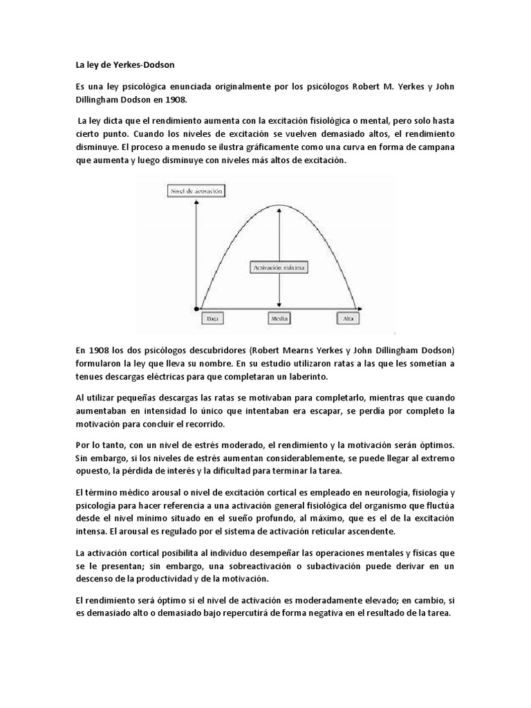 Ley De Yerkesdodson Pdf | Loi De Yerkes Dodson Résumé – UCRB