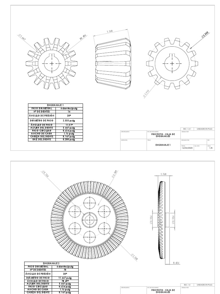 Caja Reductora - Planos | PDF | Engranaje | Ciencia de la superficie
