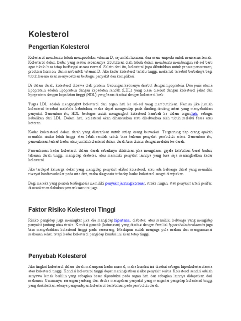 Pengertian Kolesterol Pdf