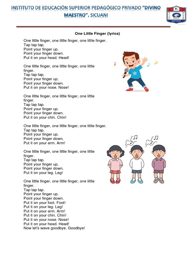One little finger lyrics pdf