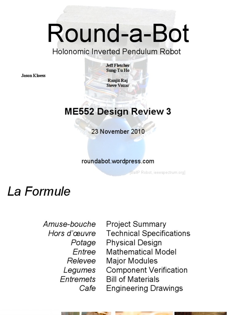 Holonomic Inverted Pendulum Robot Design | PDF | Control Theory ...