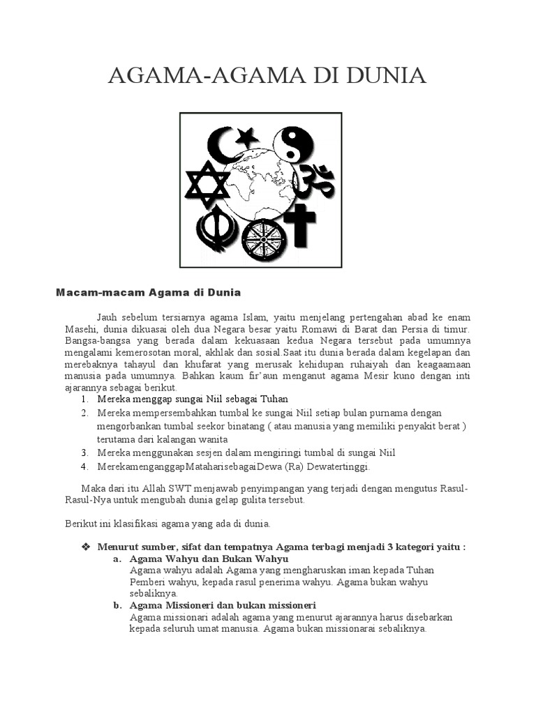 Tugas Agama (Macam Agama Di Dunia) | PDF