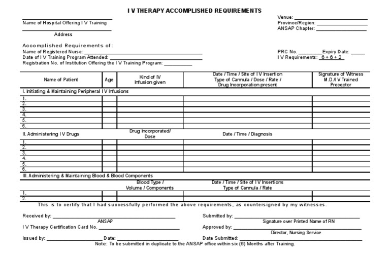 IV Therapy Requirements Intravenous Therapy Medical