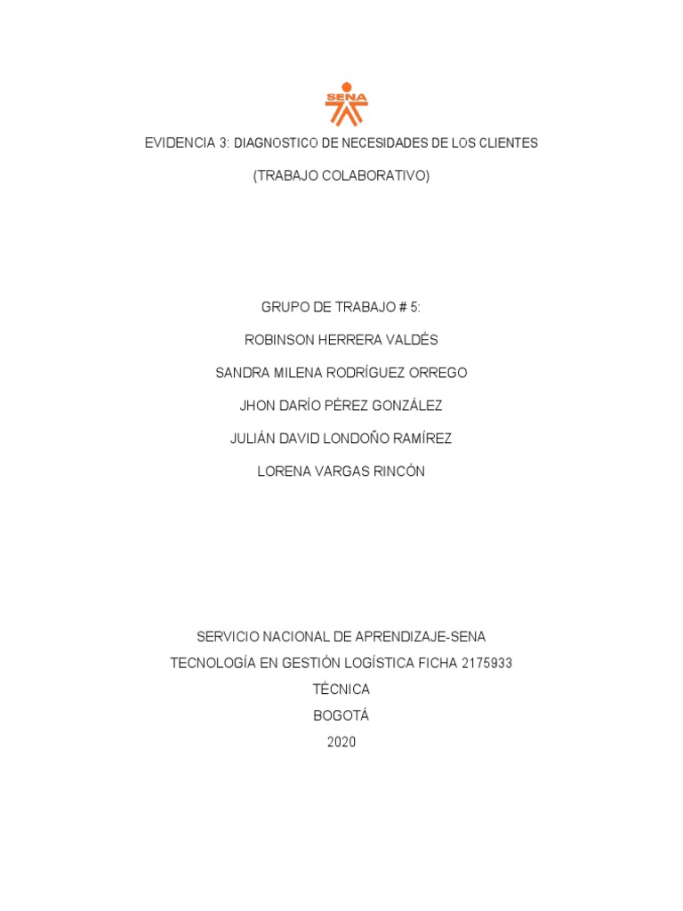 Evidencia 4 Diagnostico de Las Necesidades de Los Clientes | PDF ...