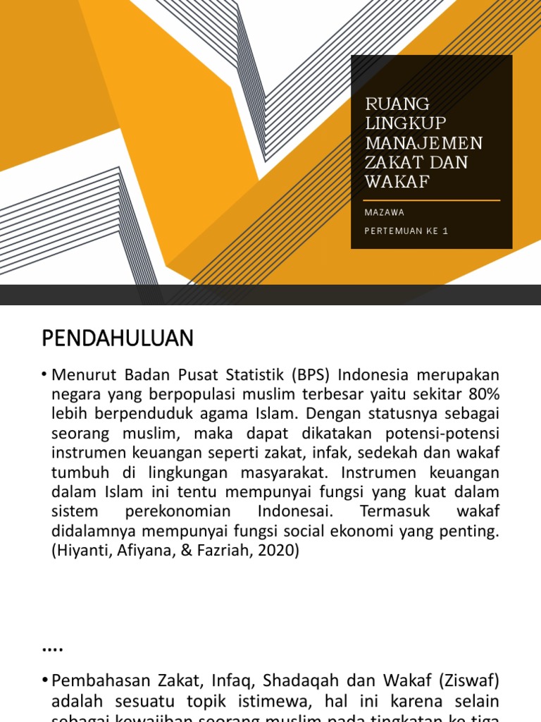 Ruang Lingkup Manajemen Zakat Dan Wakaf Pdf