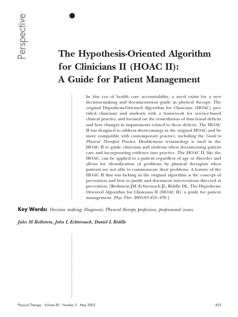 HOAC II: A Guide for Patient Management | PDF | Hypothesis | Physical ...