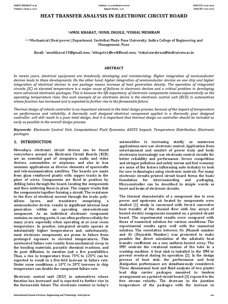 Heat Transfer in Electronic Circuit Boards | PDF | Printed Circuit ...