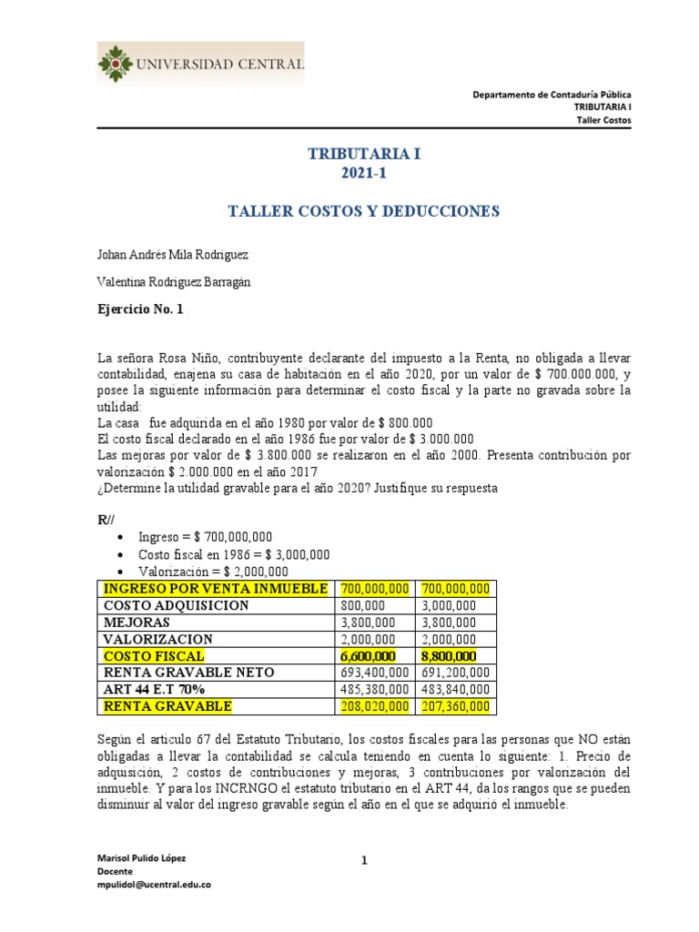 Costo fiscal de inmuebles en 2020 | PDF | Donación | Impuesto sobre la ...