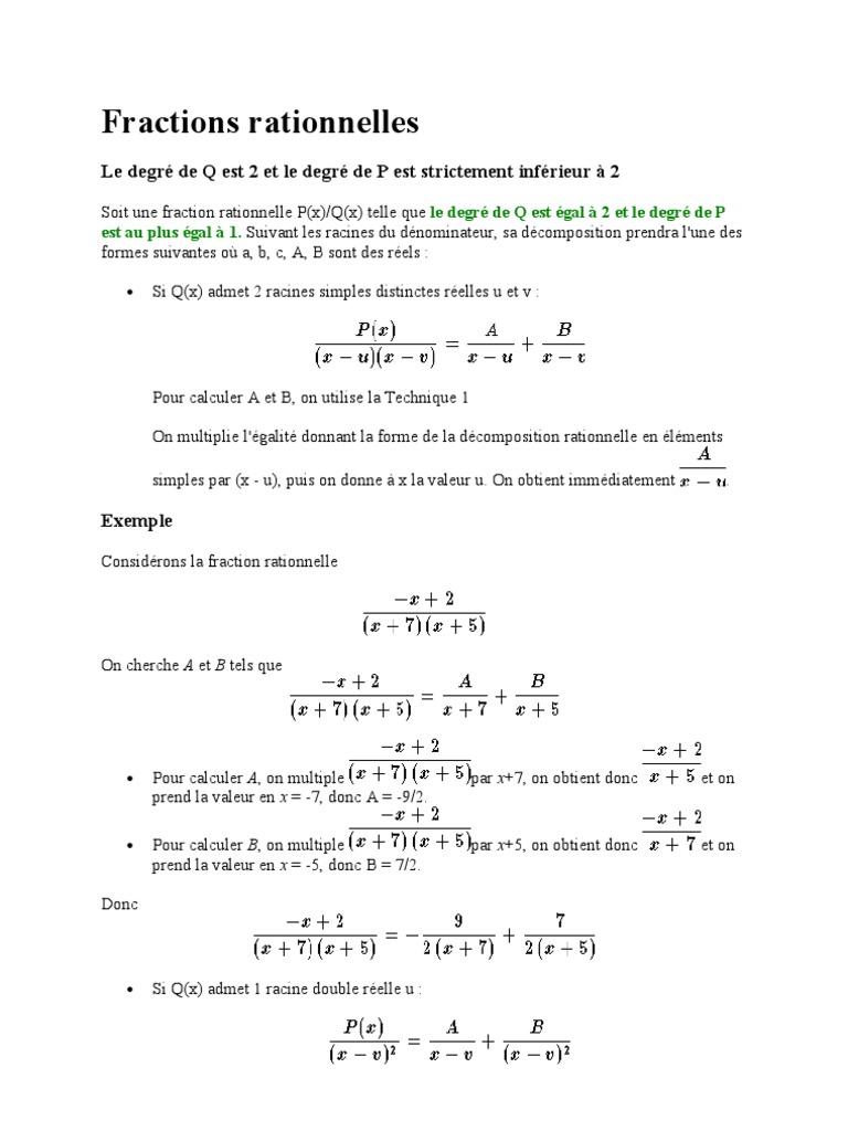 Exemples de fractions rationnelles | PDF | Fraction (Mathématiques ...