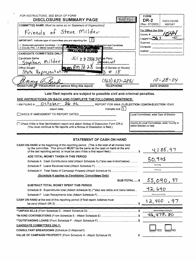 Campaign Finance Disclosure Report | PDF | Political Action Committee ...