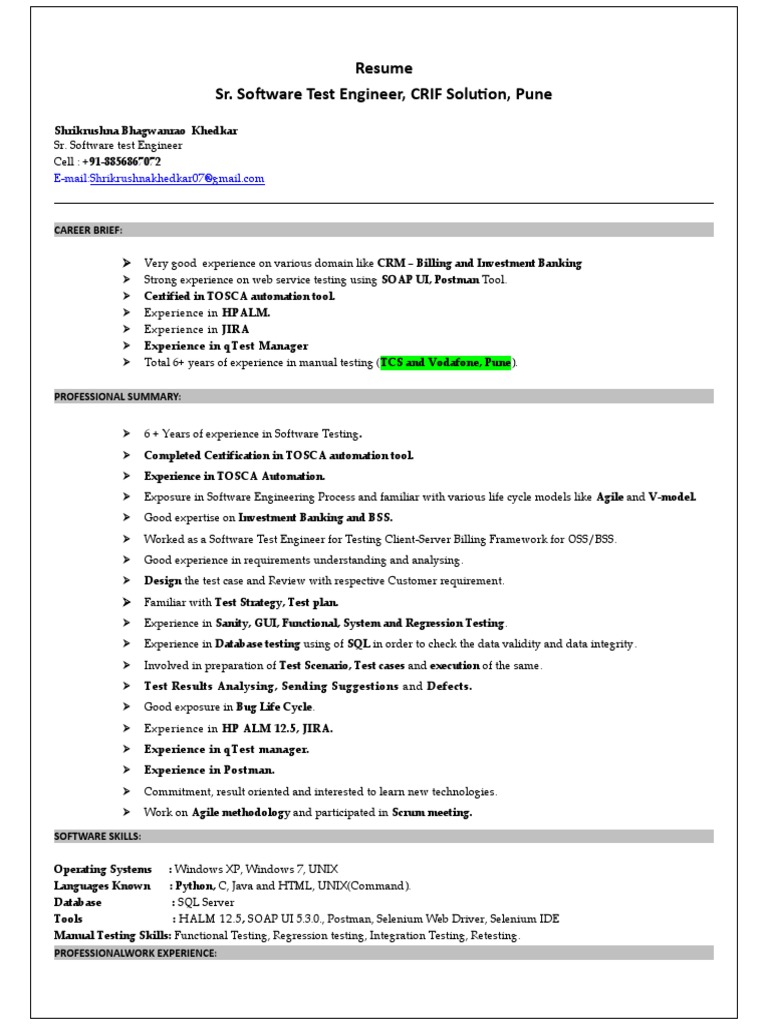 Software Testing Expert Resume | PDF | Software Testing | Selenium ...