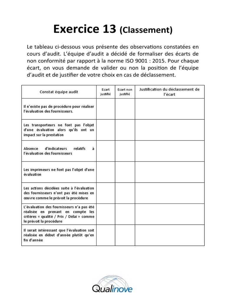 Exercice 13 Classification | PDF | Finance et gestion monétaire