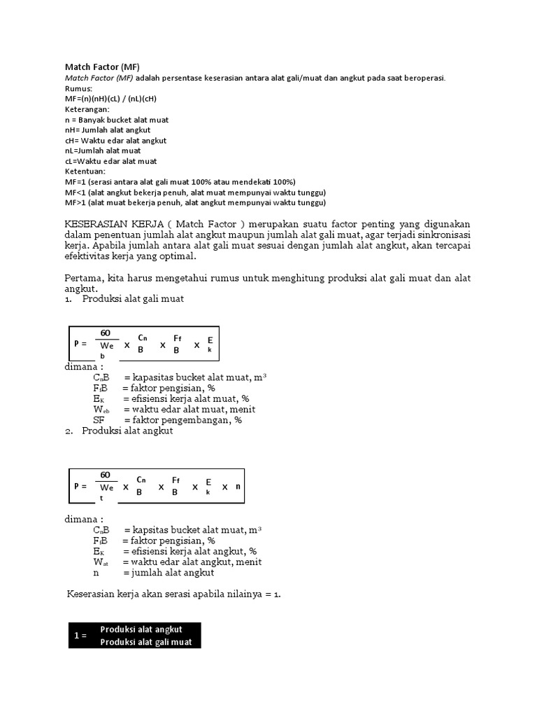 Match Factor Tambang | PDF