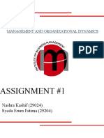 Assignment #1: Management and Organizational Dynamics