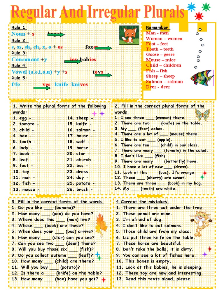 Plurals Worksheet  PDF  Plural  Linguistics