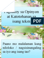 Pagtukoy Sa Opinyon at Katotohanan Grade 6