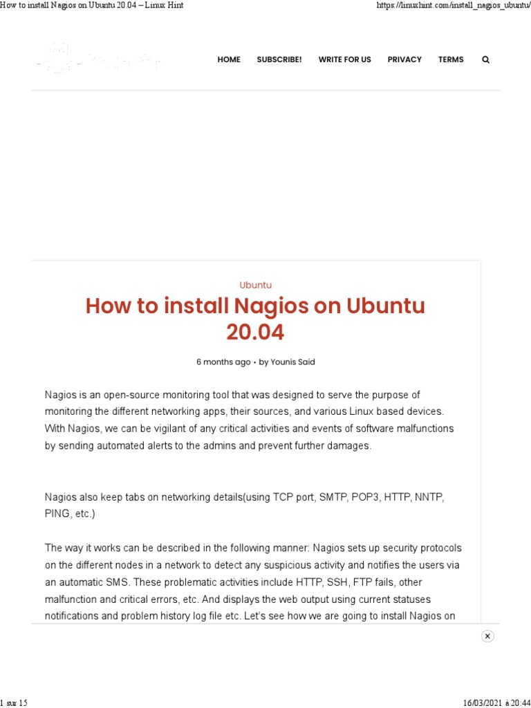 Install Nagios on Ubuntu 20.04 Guide | PDF | Sudo | Linux