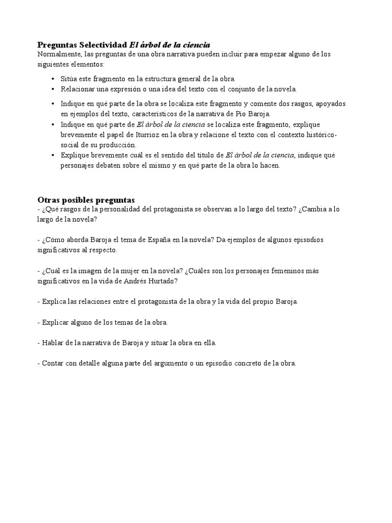 Preguntas Selectividad El Árbol de La Ciencia PDF