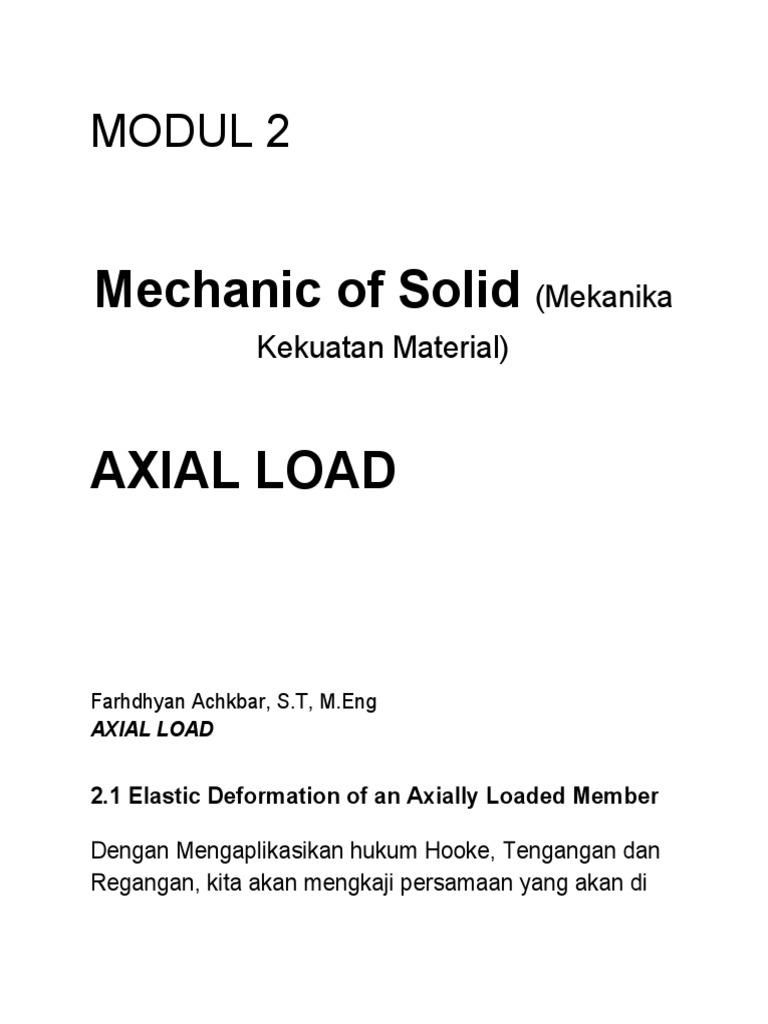 Mekanika Kekuatan Material: Beban Aksial | PDF
