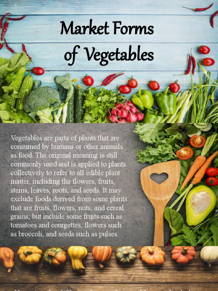 Market Forms of Vegetables PDF Canning Vegetables