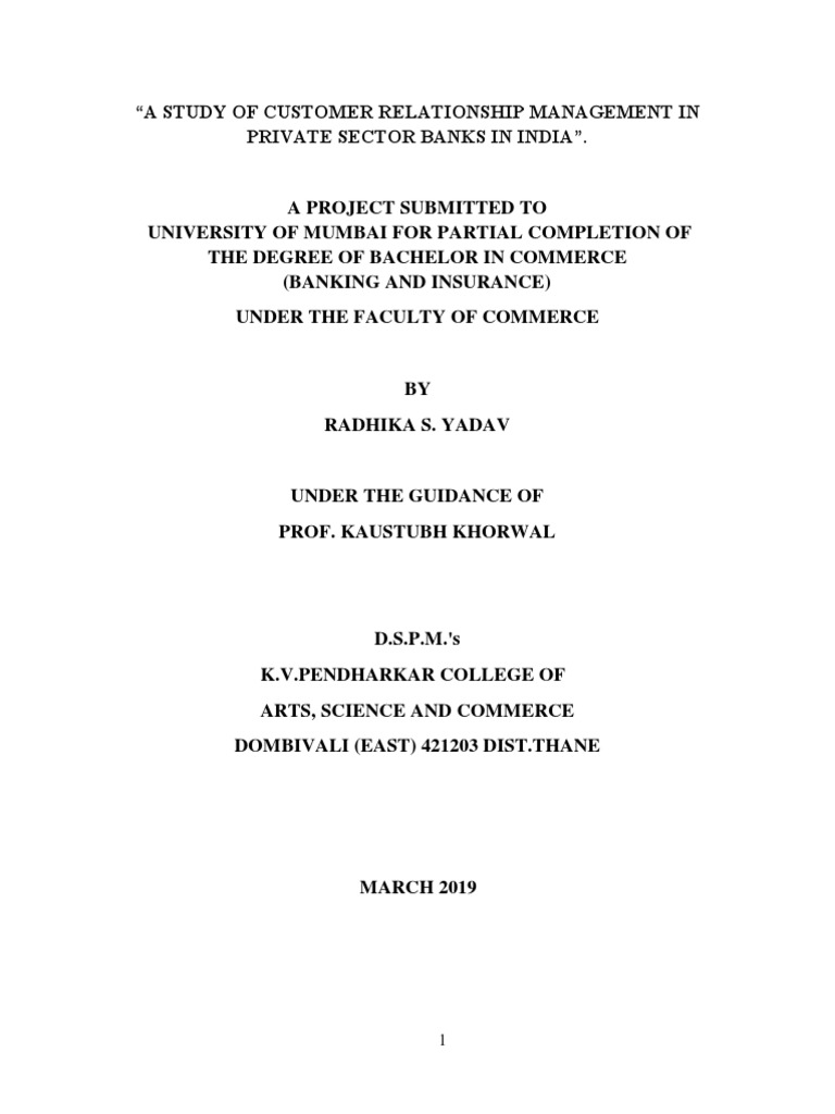 CRM in Indian Private Banks Study | PDF | Customer Relationship ...