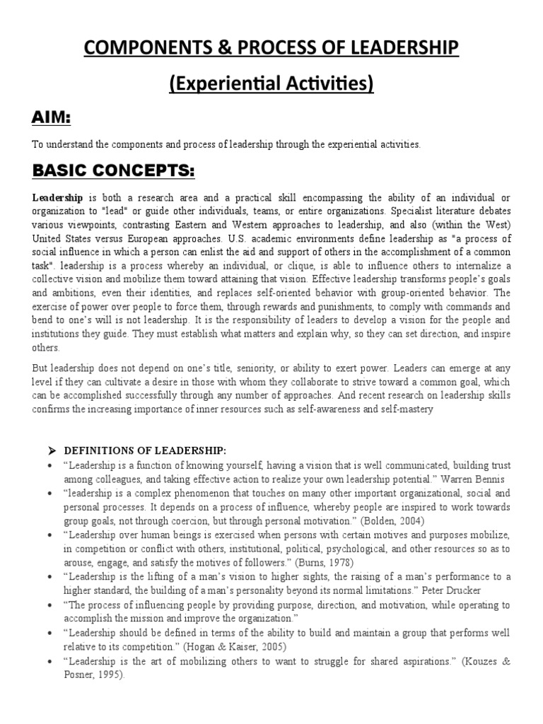 Leadership Components and Processes Guide | PDF | Leadership ...