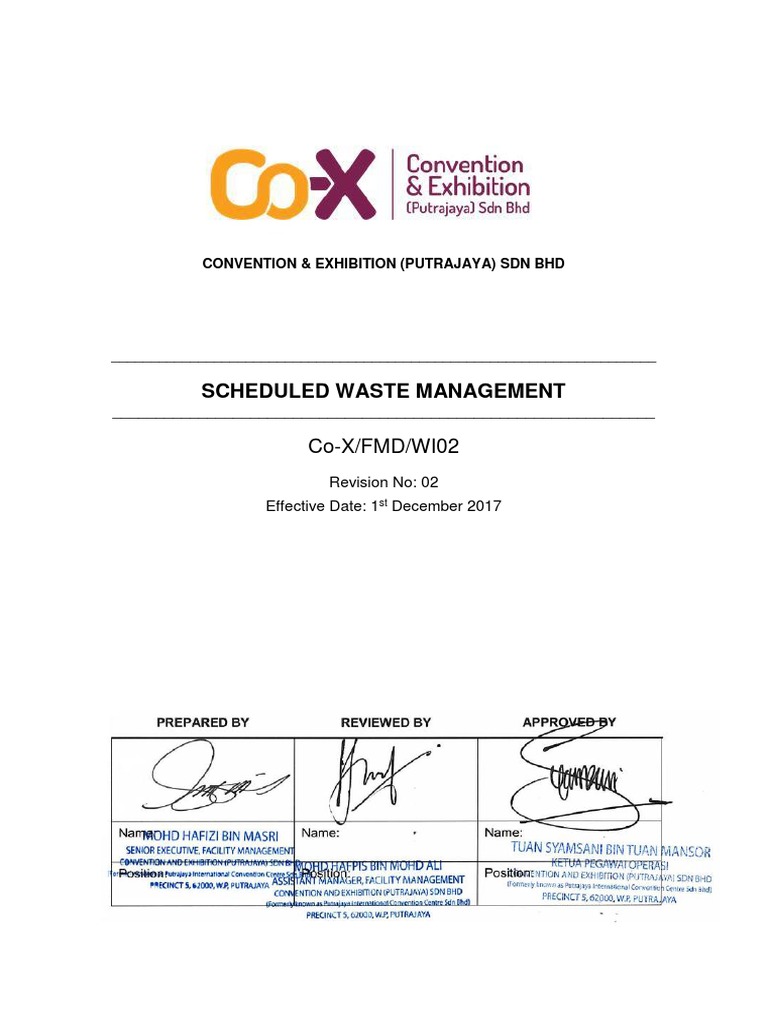 Scheduled Waste Management Rev 02 Pdf Waste Management Waste