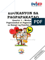 Edukasyon Sa Pagpapakatao: Quarter 1 - Modyul 5 Pagmamahal at Pagmamalasakit, Sa Kasapi NG Pamilya Ipabatid