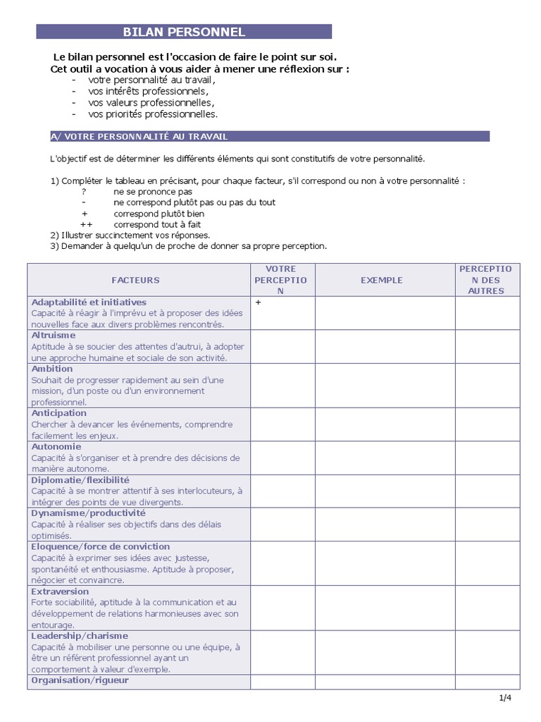 Bilan Personnel Pdf Science Physique
