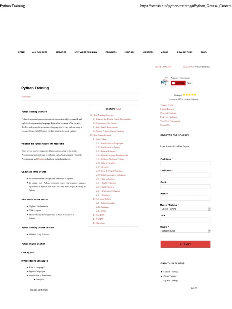 Nareshit Course Content PDF Class (Computer Programming) Method