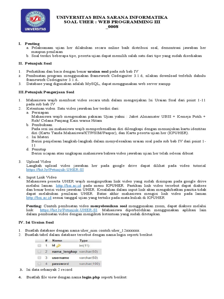 Ujian Her Pemrograman Web III | PDF | Komputer