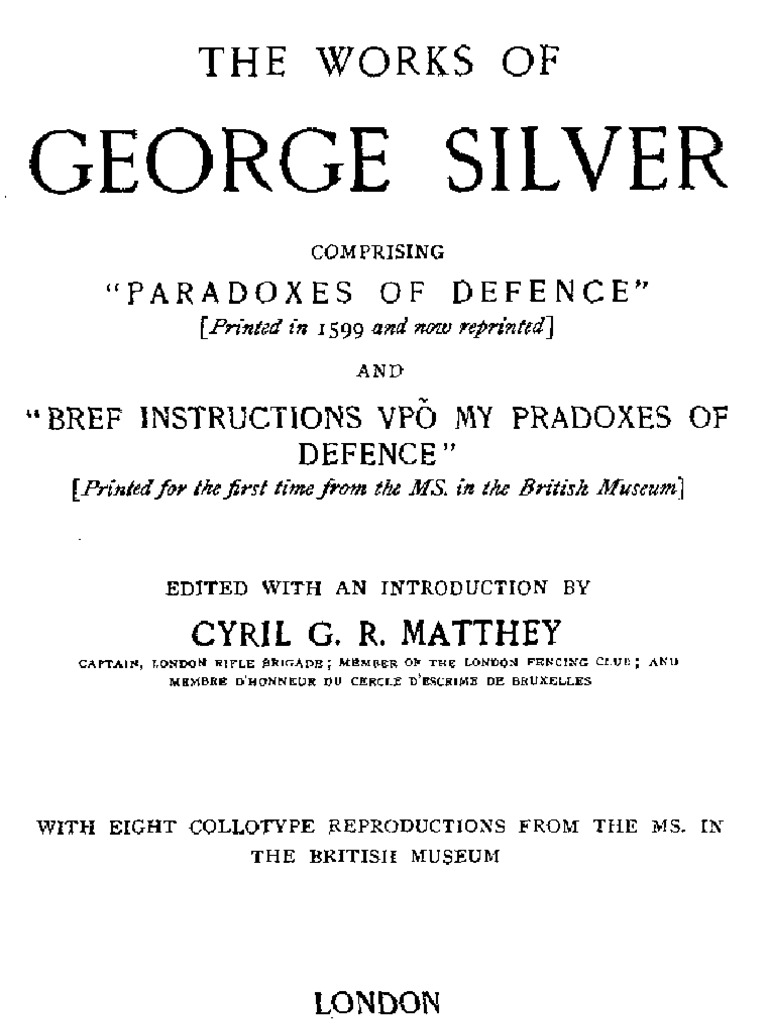 Mat They Works of George Silver | PDF