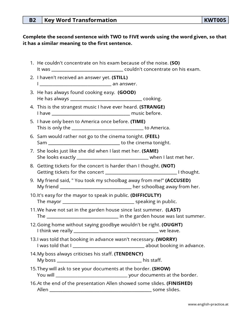 reported speech key word transformation pdf