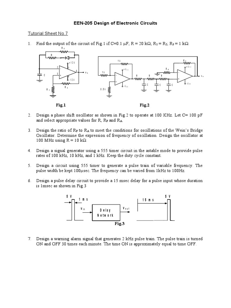 Tutorial Sheet 7 2020 Pdf Electronic Oscillator Hertz