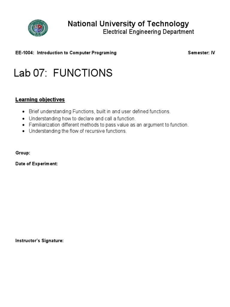 Fuctions Lab | PDF | Subroutine | Parameter (Computer Programming)
