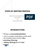 Steps of Writing Process: Department of Computer Science Mcs Iv (M) by Fouzia Jamal Goreja