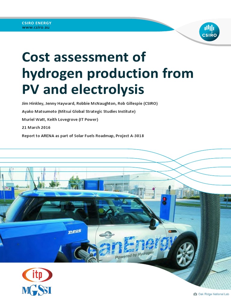 Cost Assessment of Hydrogen Production From PV and Electrolysis | PDF ...