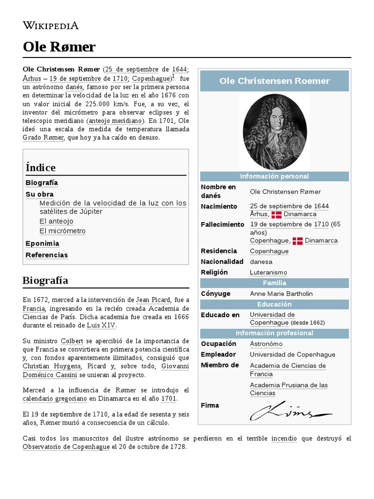 Ole Rømer | PDF | Astronomía | Cuerpos del sistema solar