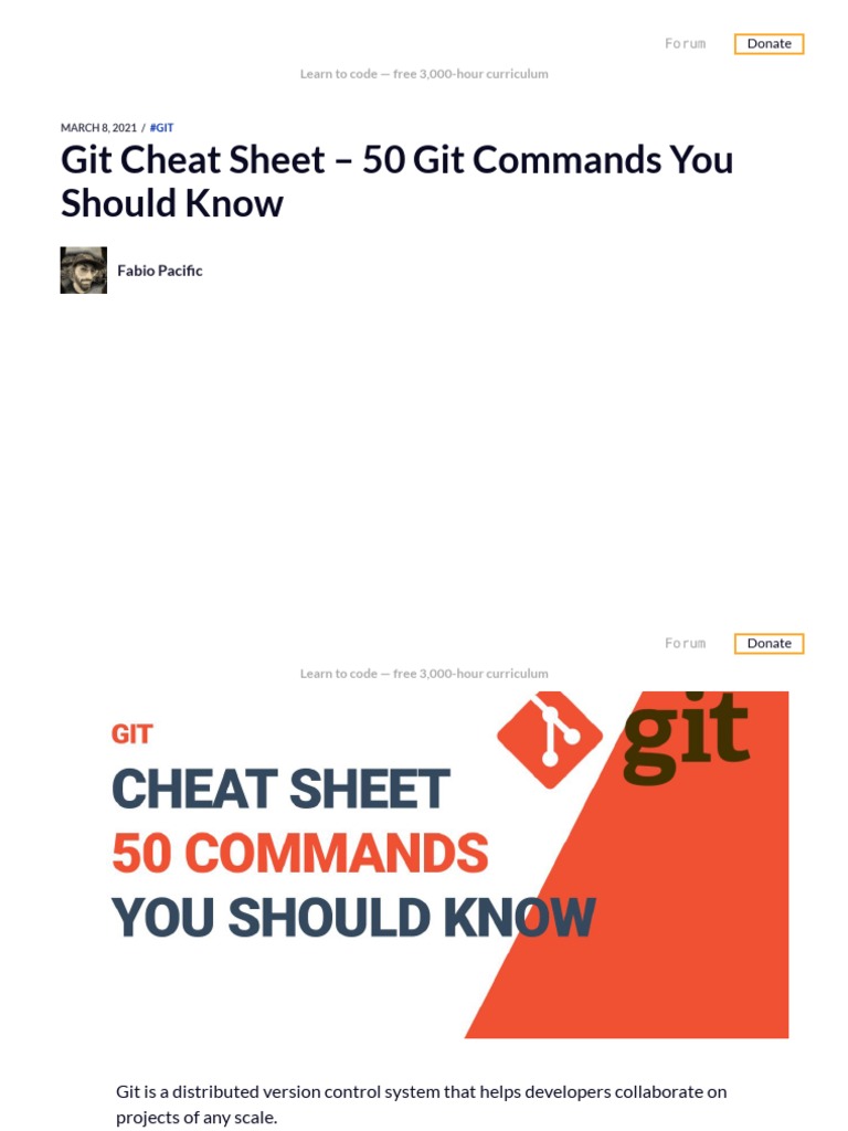 Git Cheat Sheet - 50 Git Commands You Should Know | PDF | Version ...
