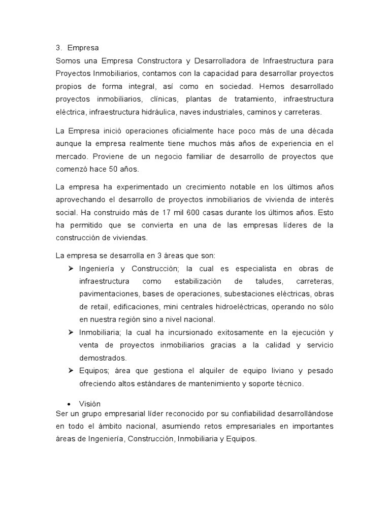 Empresa Constructora y Proyectos Inmobiliarios | PDF | Contratista ...