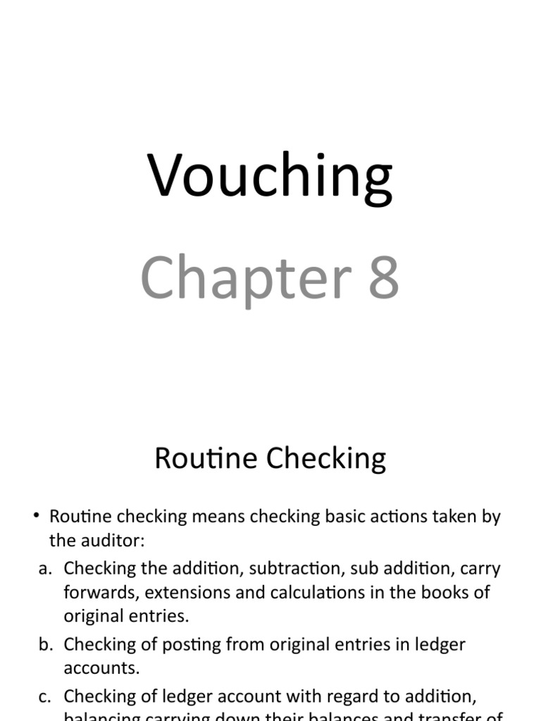 Auditing Lecture 8 Vouching PDF Voucher Audit