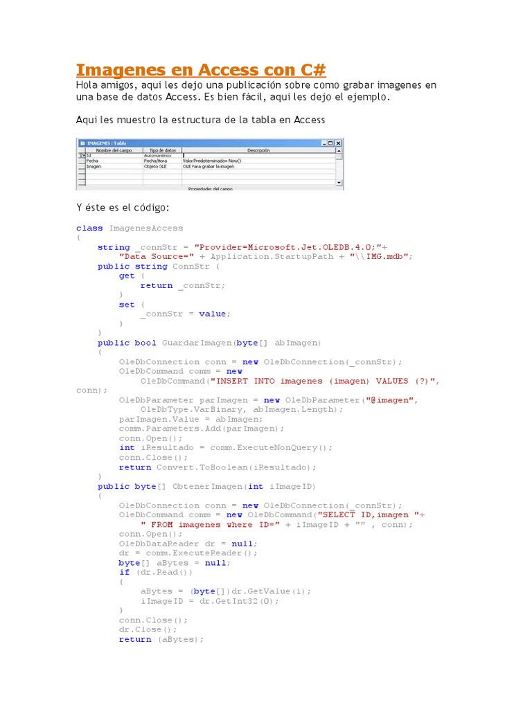 Imagenes En Access Con C Guardar Y Leer Binario Desarrollo De Software Software