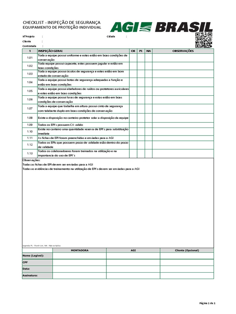 Checklist de Inspeção de EPIs | PDF