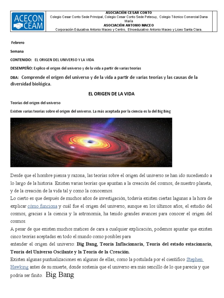 Teorías del Origen del Universo y Vida | PDF | Big Bang | Universo