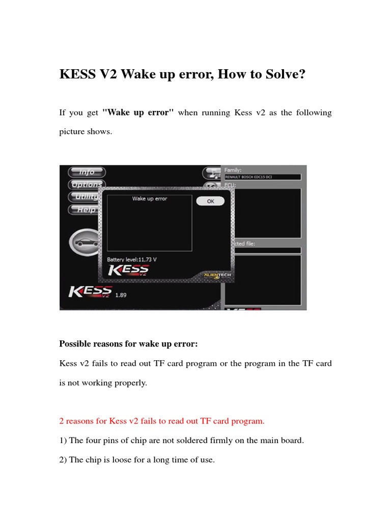 KESS V2 Wake Up Error, How To Solve?